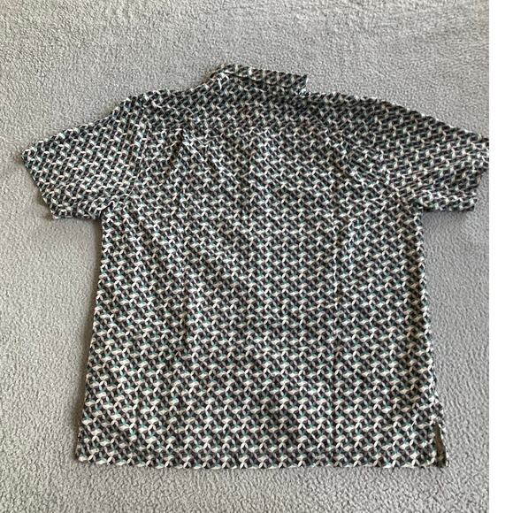 Tommy Bahama Button Shirt Large Silk Geometric Short Sleeve Black Green Retro - Picture 8 of 13